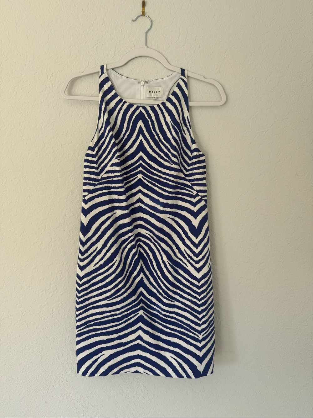 Milly Blue and White Zebra-Print Mini Dress